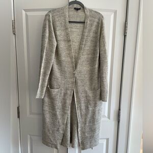 Eileen Fisher Linen Women's Gray Long Cardigan Sweater